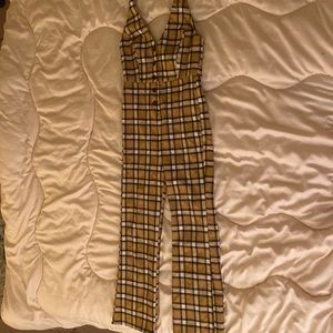 Yellow checkered jumpsuit from Urban Outfitters
